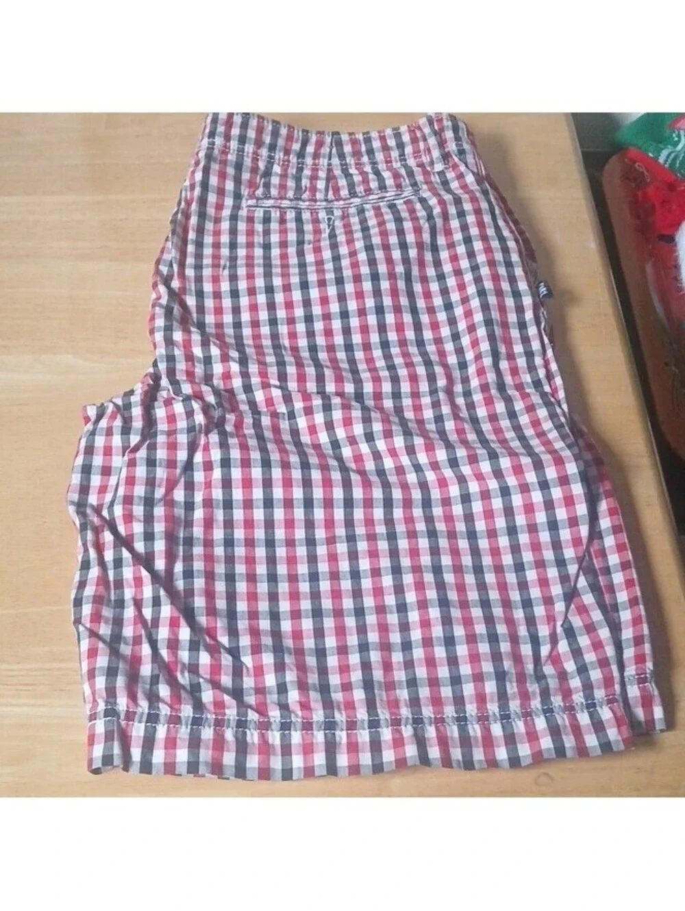 COR3 Men's Cotton Chino Shorts Red/White/Blue Check Flat Front Pockets